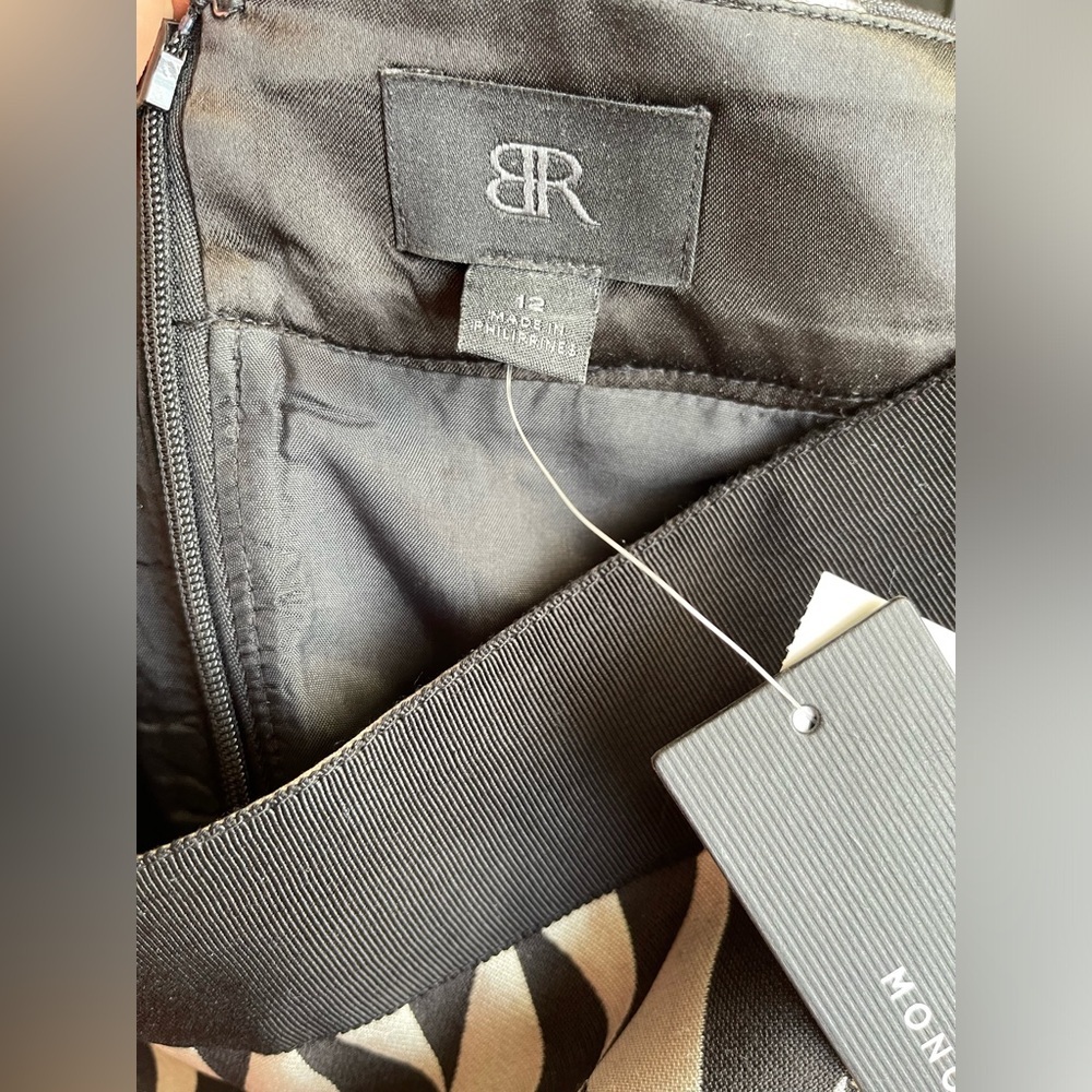 Geometric Black and White Mini Skirt Work Career Summer by BR Size 12 - Picture 10 of 12